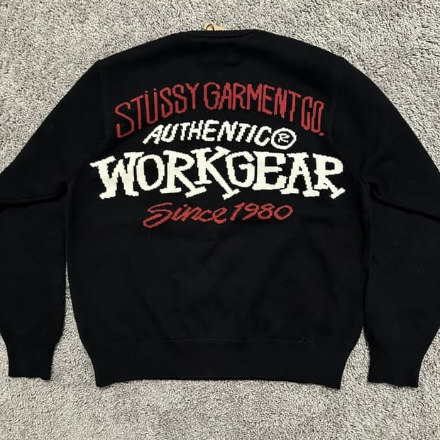 (새상품)스투시 어센틱 워크기어 스웨터 니트 블랙 M