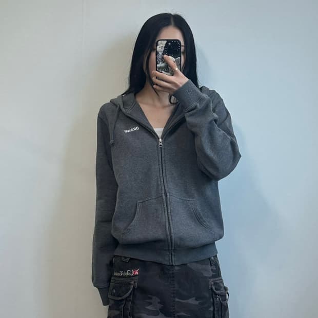 디키즈 자수로고 차콜 후드집업