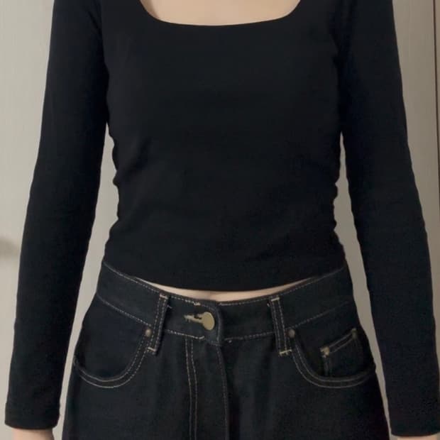 슬림핏 긴팔 블랙