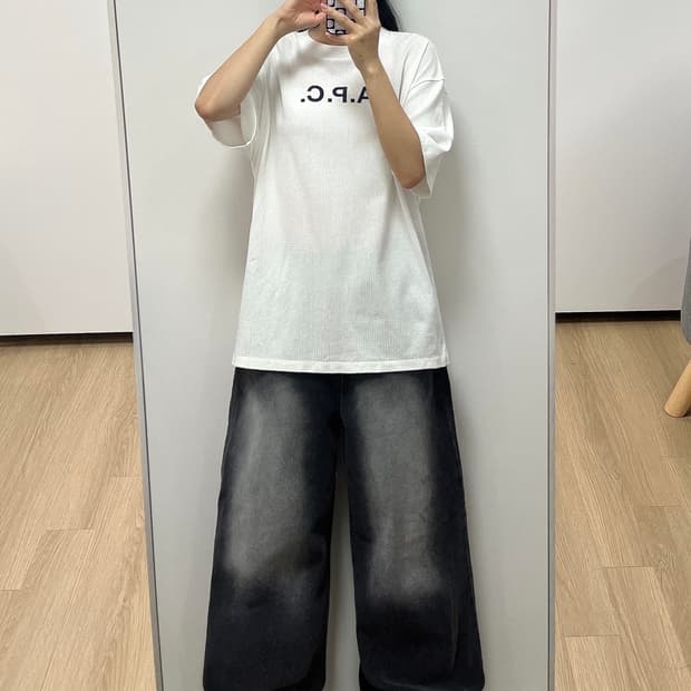 A.P.C. 아페쎄 로고 메쉬 화이트 반팔 티셔츠