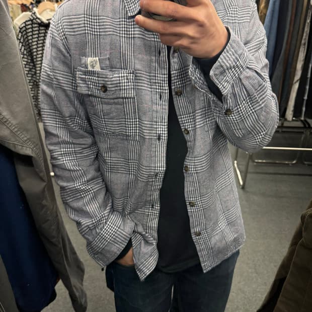 L)할리데이비슨 빈티지 후면 러버 프린팅 체크 긴팔셔츠