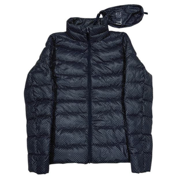 유니클로 여성 도트 땡땡이 울트라 라이트 다운 경량패딩 자켓 네이비 L