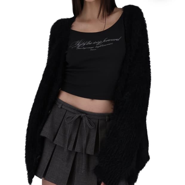 클리시어 kleesier 슈가플럼 헤어리 가디건 블랙