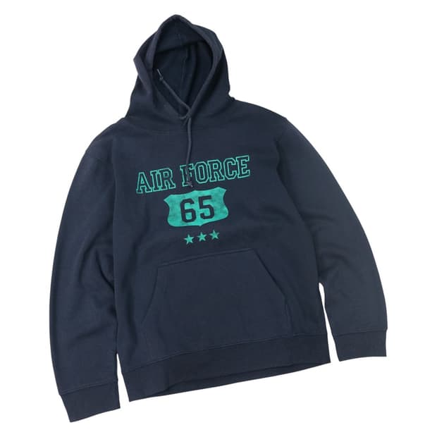 빈티지 에어포스 65 그래픽 네이비 후드 티셔츠 (LL)