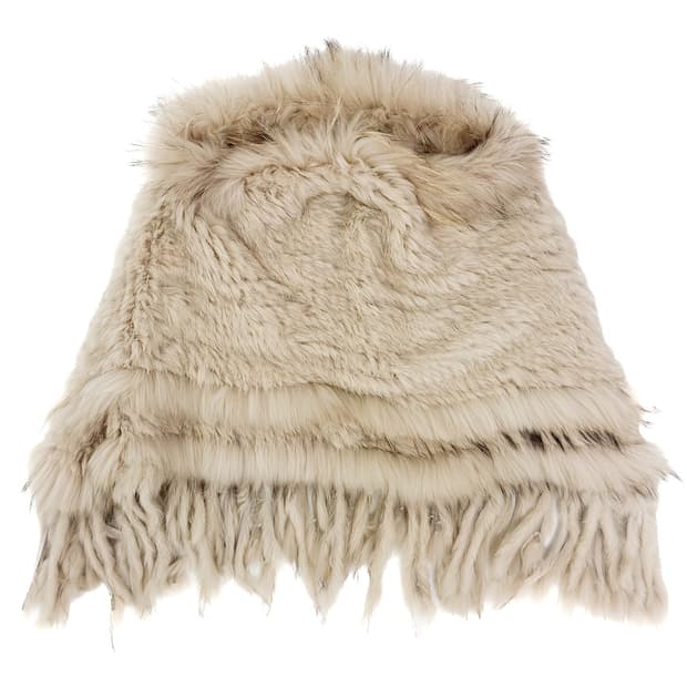 Rabbit  Fur Fringe Pancho Cape