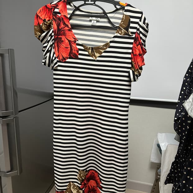 단가라 꽃무늬 원피스 44-55