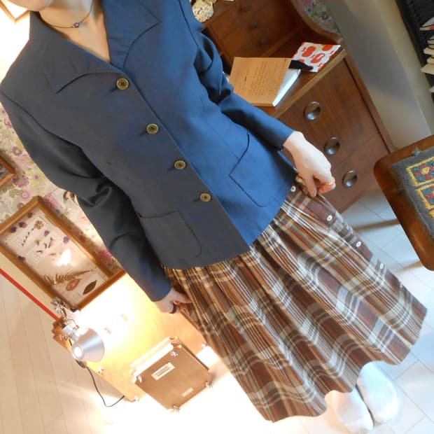 워시드 네이비 스티치 자켓