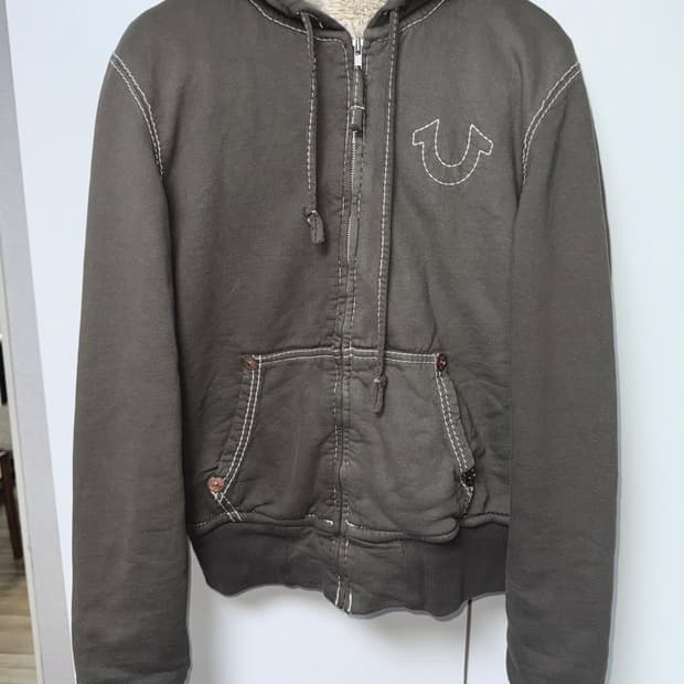 트루 릴리전 카키 퍼 후드집업