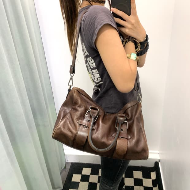 브라운 레더 보스턴 백