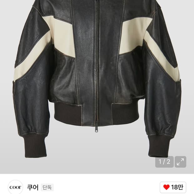 쿠어 디스트레스 믹스드 레더 점퍼 (다크브라운) L