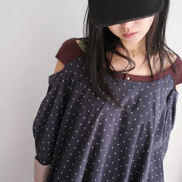 Baby doll silk cuff dress