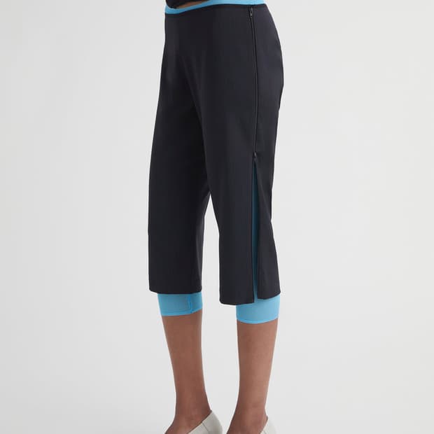 [36,38]팔로마울 LUMIETI 스트라이프 지퍼 카프리 팬츠