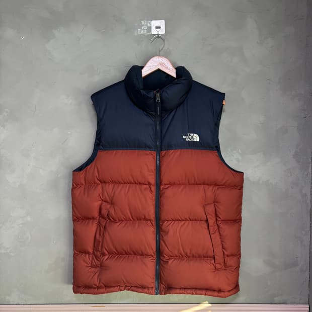 노스페이스 700 눕시 구스다운 패딩조끼 네이비 마룬
