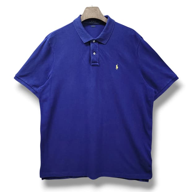 [2XL] 폴로 블루 클래식핏 포니옐로우 반팔 PK 카라티셔츠