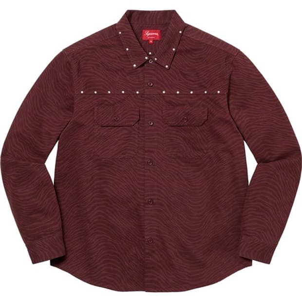 [M] 슈프림 스터드 워크 재킷 버건디 - 22FW