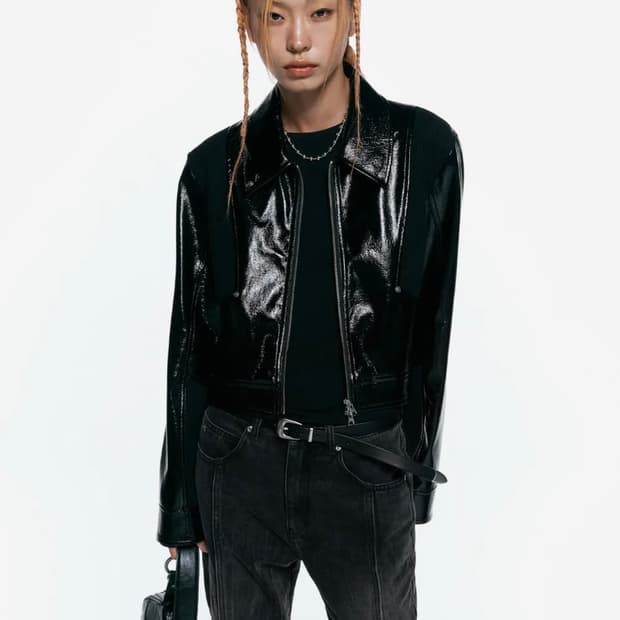 인사일런스 패널드 비건 레더 점퍼 BLACK