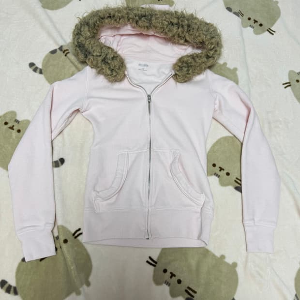 홀리스터 퍼후드집업 연분홍