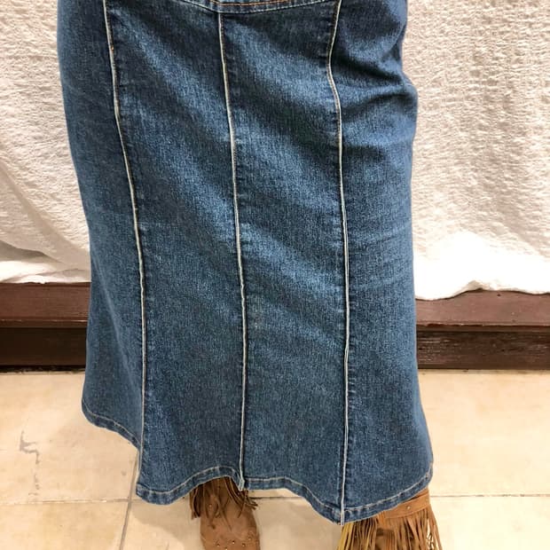 Denim flowy midi skirt