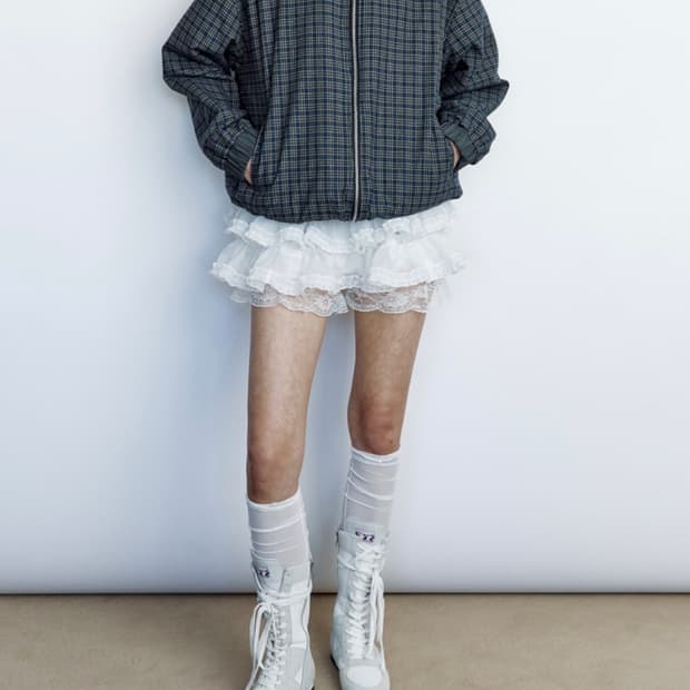 러프넥 튜튜 팬츠 스커트 화이트