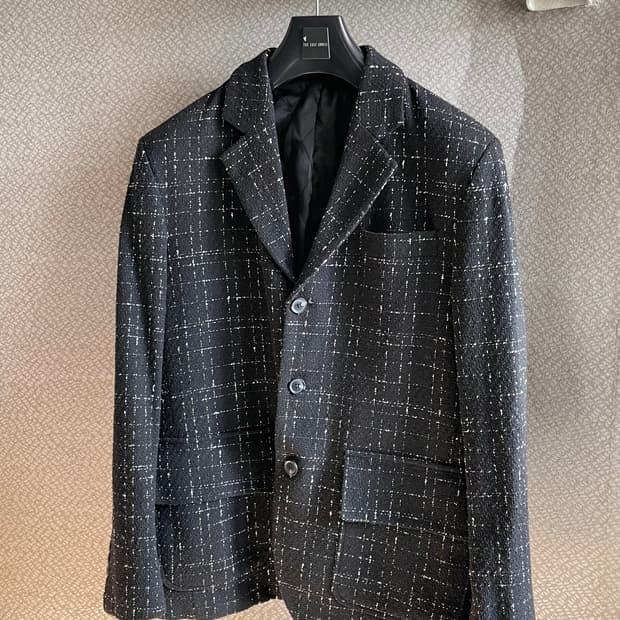 SEEOT 트위드 블레이저 3버튼 자켓