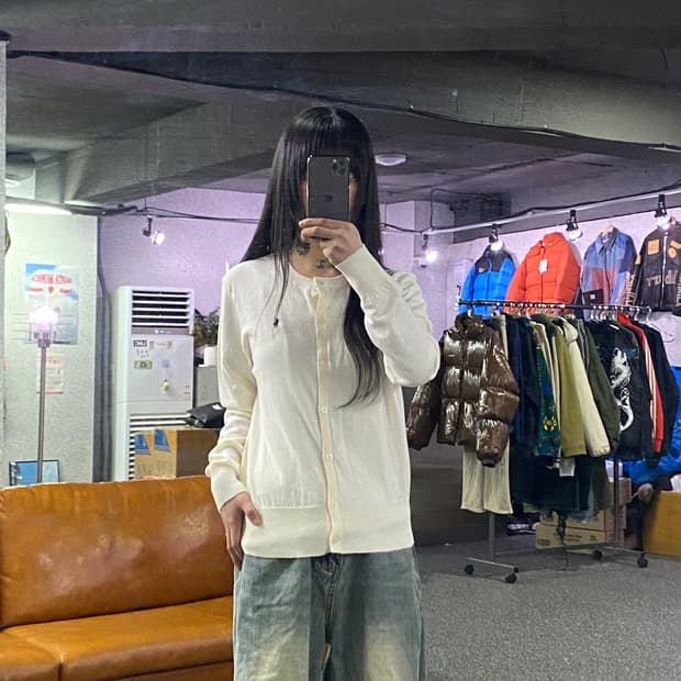 폴로랄프로렌 코튼 크루넥 크림 가디건  B4155