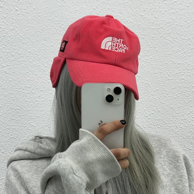 노스페이스 윈드스토퍼 핑크 귀돌이 플리스캡