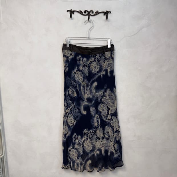 Dark navy oriental tie dye floral mermai