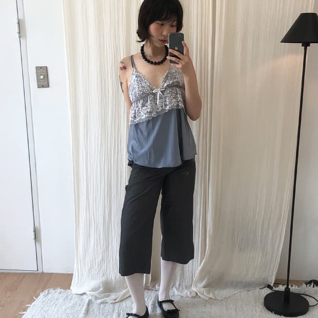 vintage charcoal half capri pants