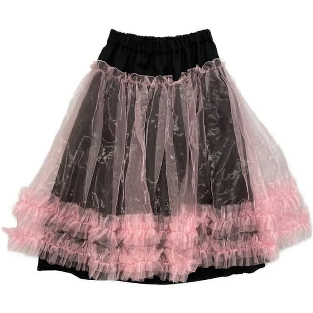 25fw noire kei ninomiya 핑크 오간자 스커트 xs