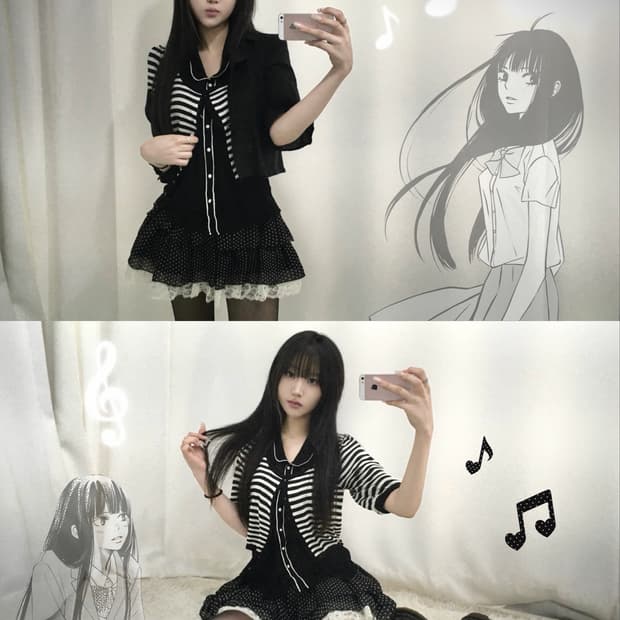 무채색 사와코깔 니혼진 러블리 도쿄걸 코디세트