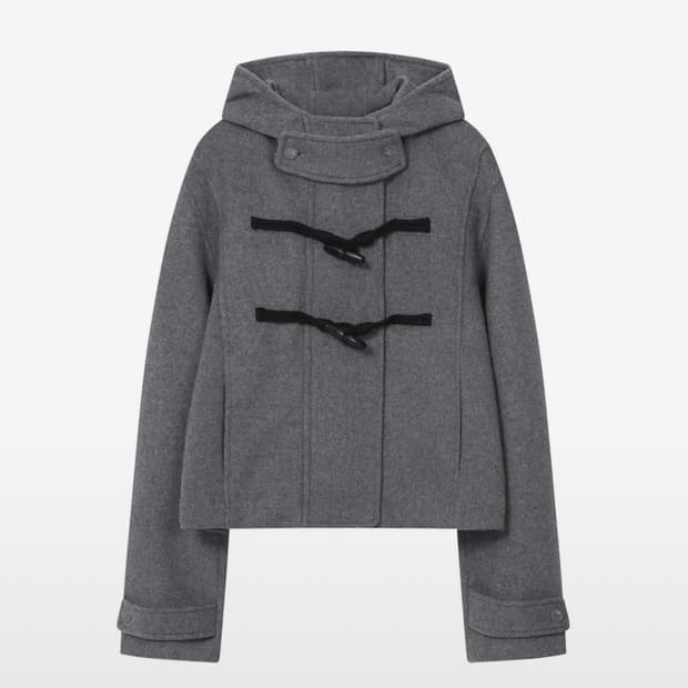 미세키 서울 더플 후디 숏 코트 다크 그레이