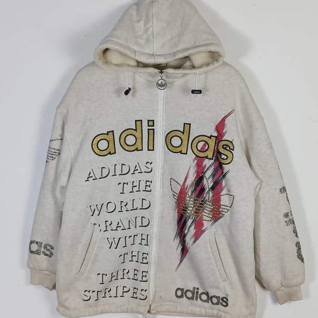 올드스쿨 빈티지 90년대 아디다스 x 데상트 플리스 후드집업