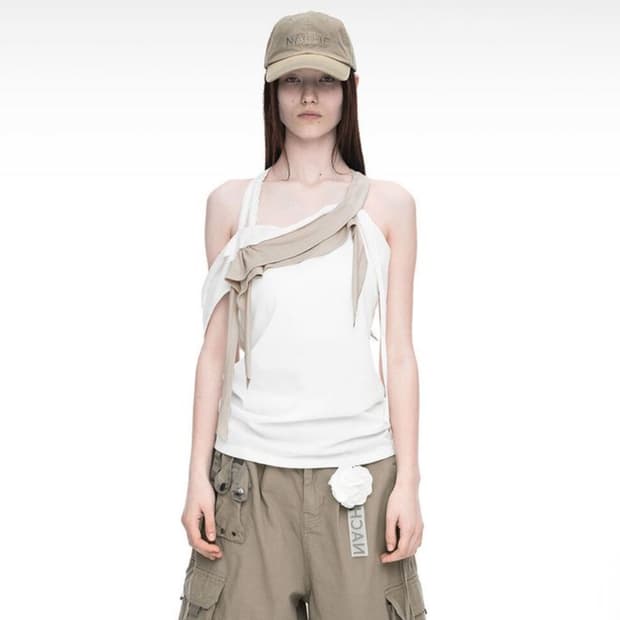 RAWCUT HALTER SLEEVELESS IVORY