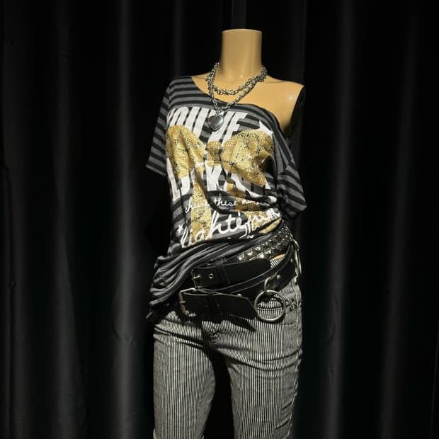 단가라 루즈 반팔 탑