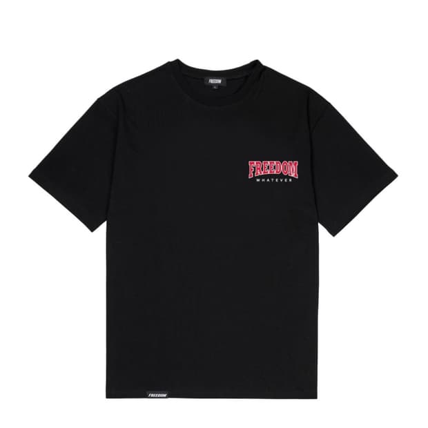 [프리덤] 타노스 백 로고 세미오버핏 티셔츠 (블랙)