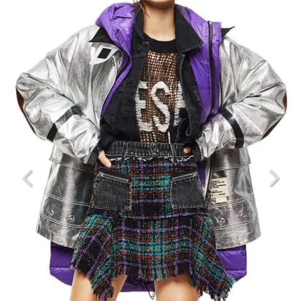 디젤 트위드 체크 스커트 (C759