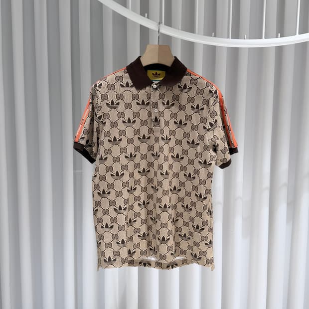 (S/M) / 구찌 X 아디다스 GG 트레포일 폴로 반팔 셔츠