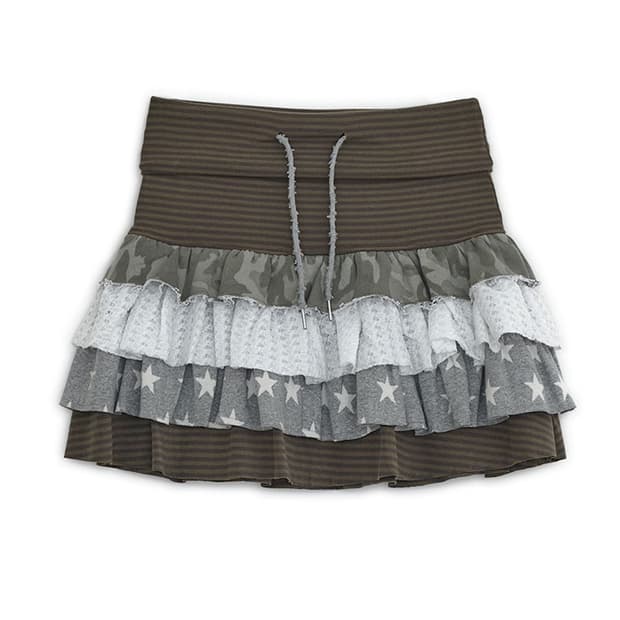 허그유어스킨 캉캉 레이어드 스커트 브라운
