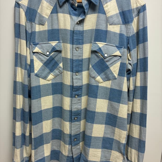 rrl 트윌 플래드 웨스턴 셔츠 M