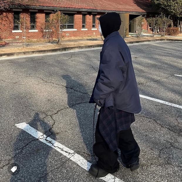 프로젝트 G/R 리버시블 패디드 체크 셔츠 네이비