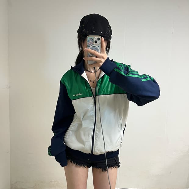 Adidas Green Colorblock Track Jacket