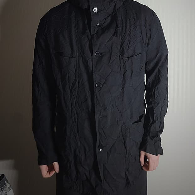 요지 야마모토 뿌르옴므 주름가공 후드 자켓