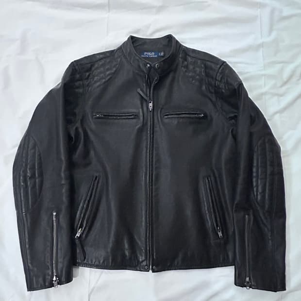 폴로 랄프 로렌 카우 레더 모토 레이서 자켓 L