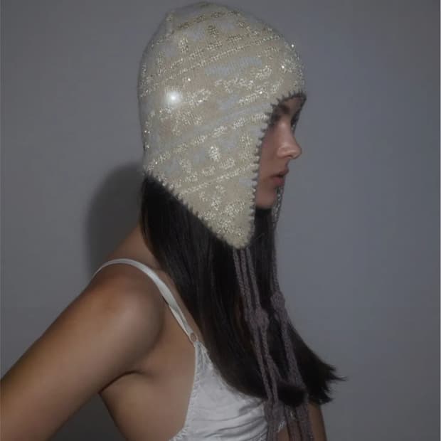 Sculptor Sequin Nordic Earflap Beanie