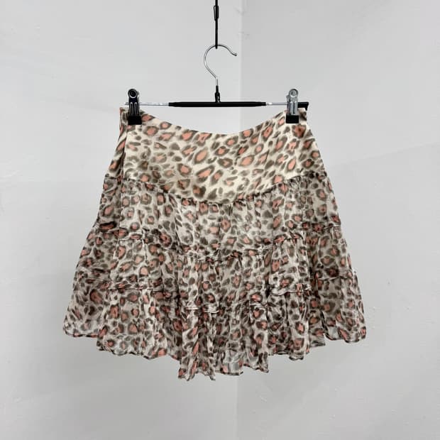갸루 레오파드 캉캉 스커트