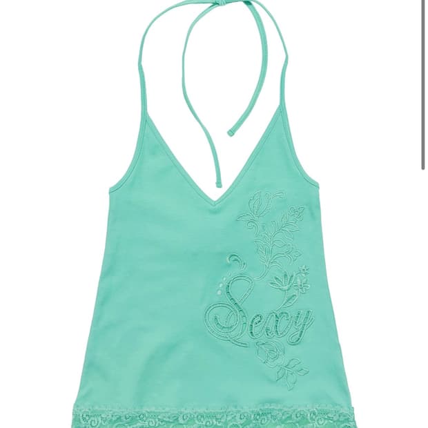 스컬프터 민트 나시 Eyelet Embroidery Halter Top