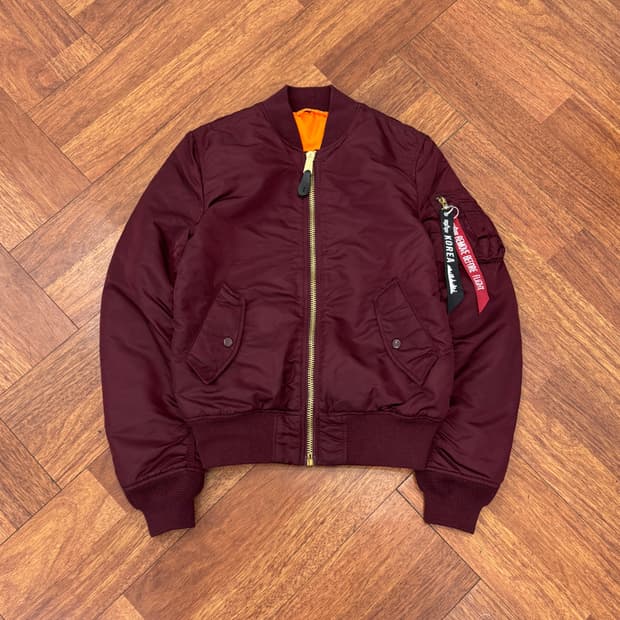 S 알파인더스트리 MA-1 버건디 슬림핏 항공점퍼 자켓