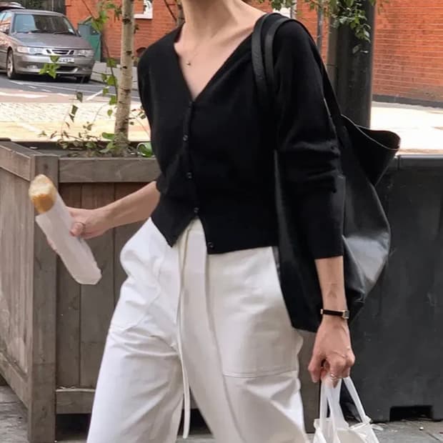 크렘므 셔먼 메리노 울 가디건 블랙