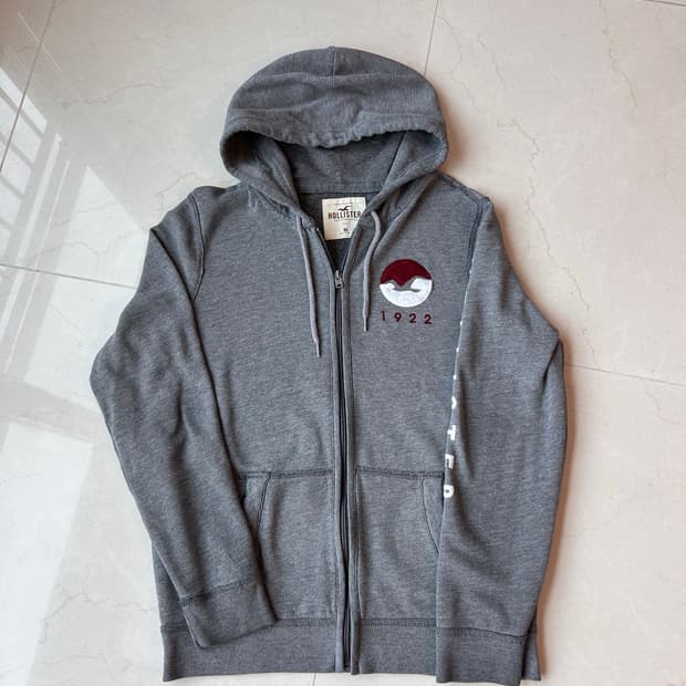 홀리스터 그레이 후드 집업 M