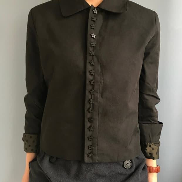 오스하이 Stars Shirt Jacket Black